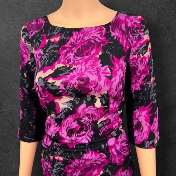Tracy Reese Womens Textured Silk Jacquard Cocktail Dress 6 Fuchsia Pink Floral - Picture 9 of 16